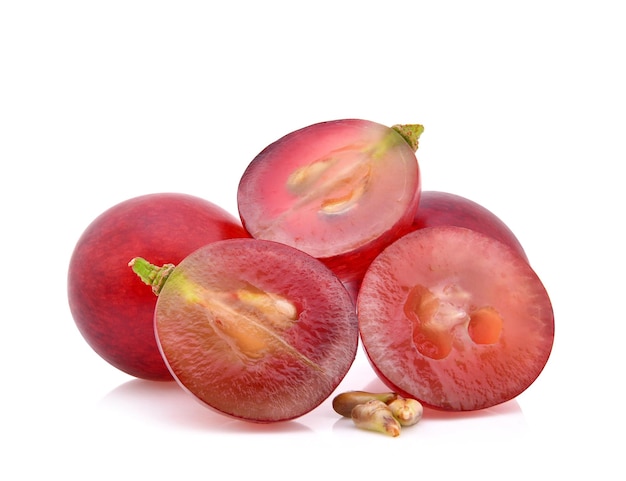 Red grapes isolated on white background