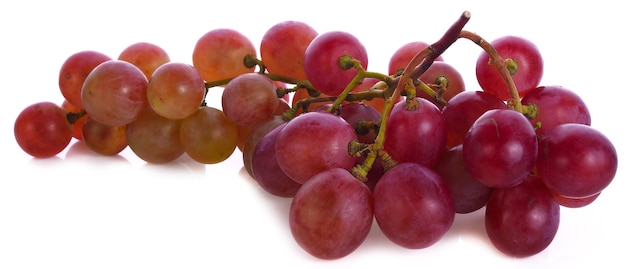 Red grapes isolated on white background