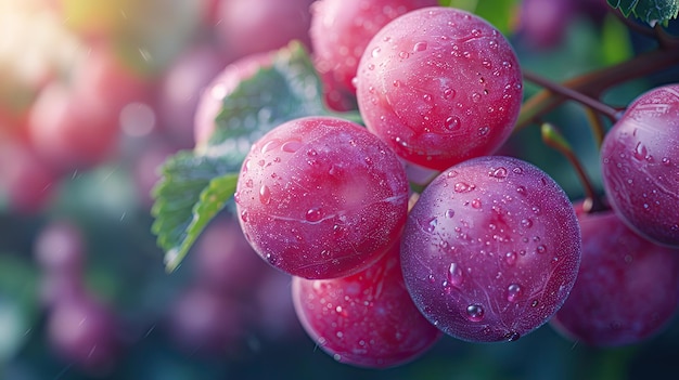 Red grapes on vine HD 8K wallpaper Stock Photographic Image