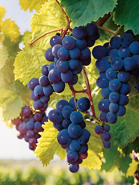 Red grapes in vineyard Red Primitivo grapes in Salento Apulia Italy