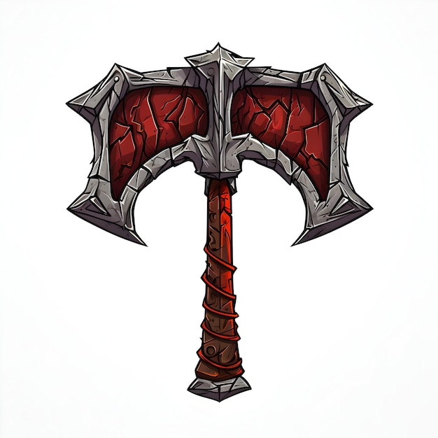 a red and gray sword with a red dragon on it