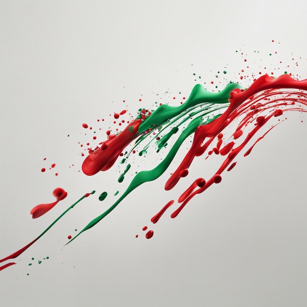 Red and green brush colorful splash on white background