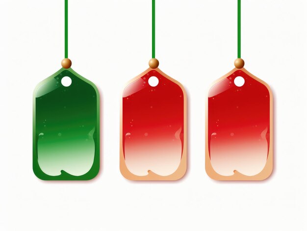 Red and Green Gradient Christmas Tags with Gift Motif Icon Isolated and Ready for Gifting Loop