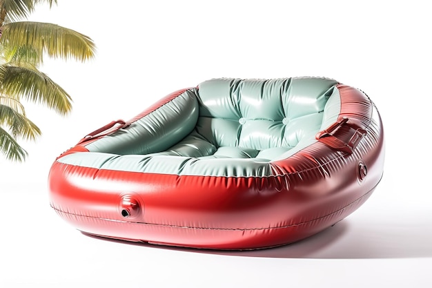 A Red And Green Inflatable Raft Ready For Summer Fun on a Clear PNG or White Background