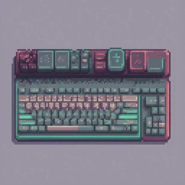 Photo red and green pixel art keyboard design