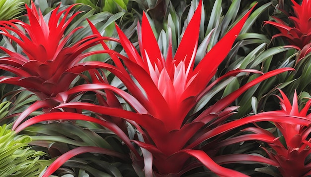 Photo a red and green plant with a red top that says  tropical