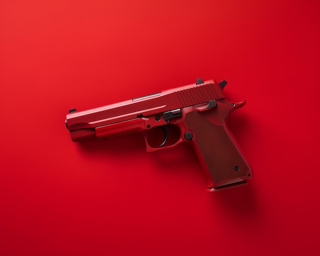 a red gun on a red background