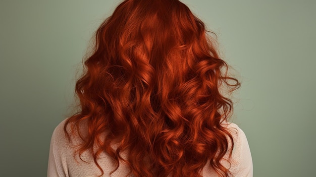 red hair girl with long hair on a white background