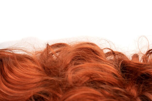 Red hair isolated on a white background