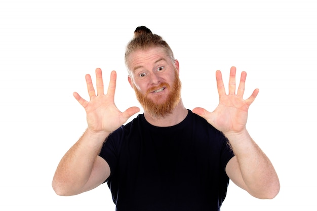 Red haired man with long beard