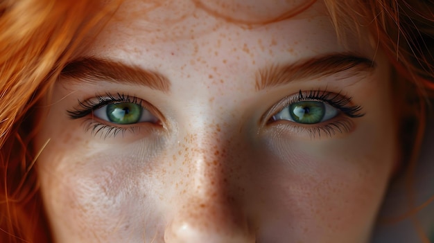 a red haired woman with green eyes and red hair