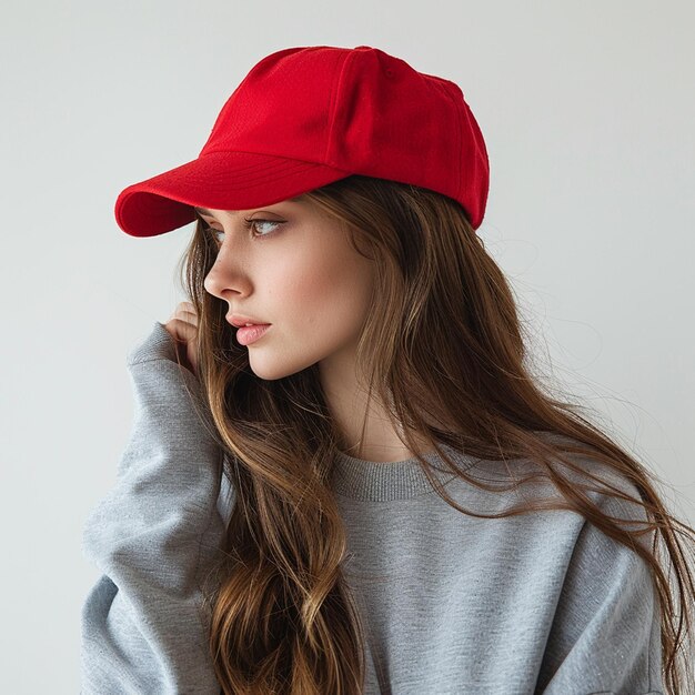 Photo a red hat with a red band on it is on a white background