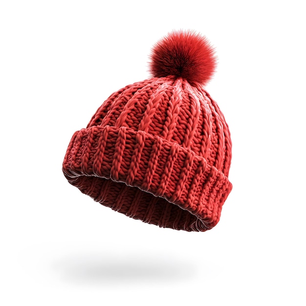 a red hat with a red pom pom on it