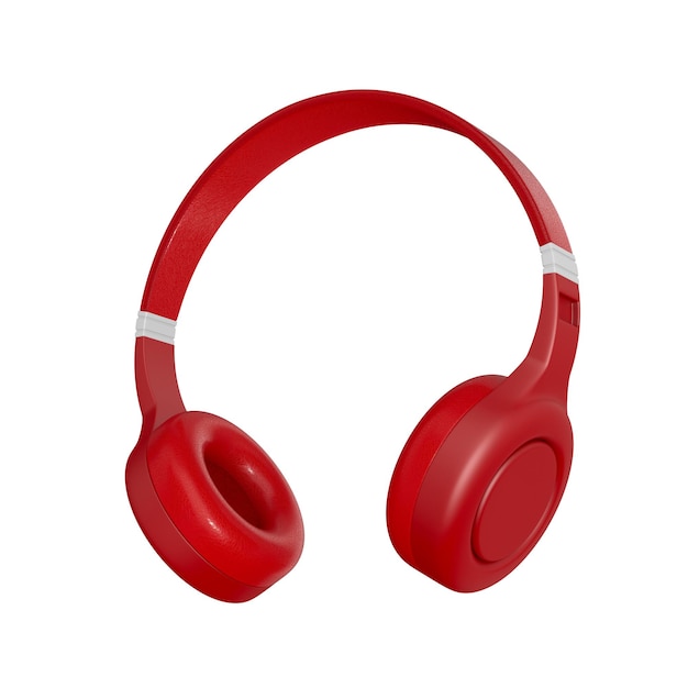 Red headphone on white background Isolated 3D illustration