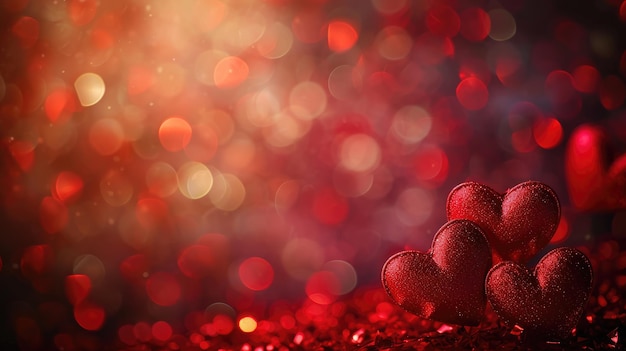 Red heart background Bokeh lights background Concept of love Ai Generated