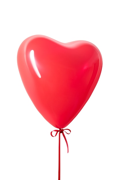 Red heart balloon isolated on a white background.