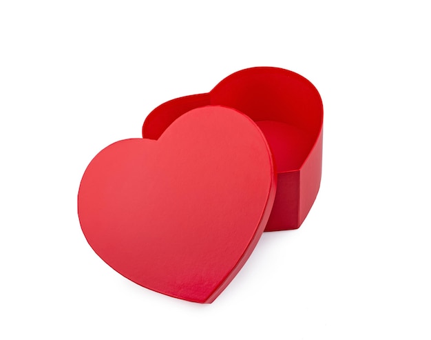 Red heart gift box on a white background