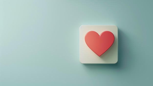 Photo a red heart icon stands out on a sleek pastel blue background symbolizing love care and connection in a simple and modern design