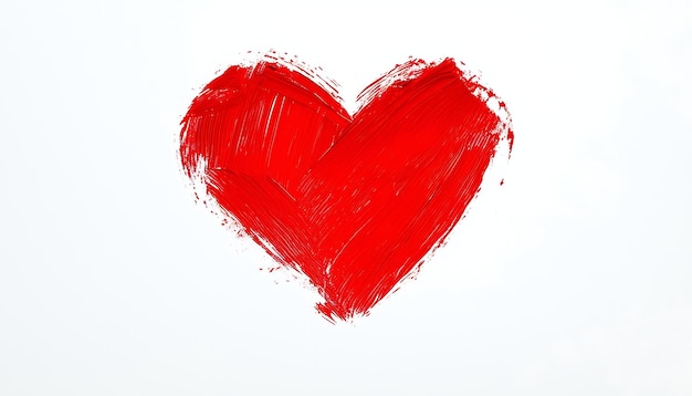 Photo red heart painted on white background