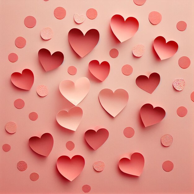 Red Heart Paper Cut Romantic Background