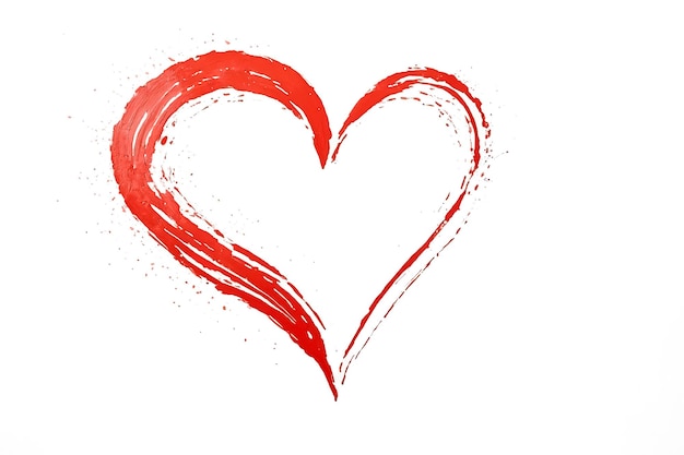 Photo red heart shape painted on white background