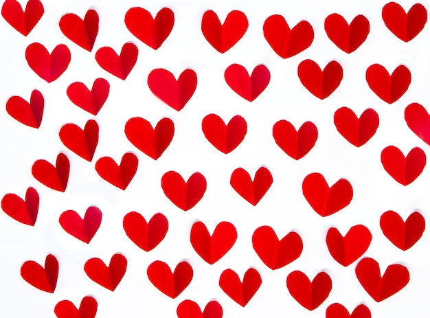 Red heart shape pattern on the white background