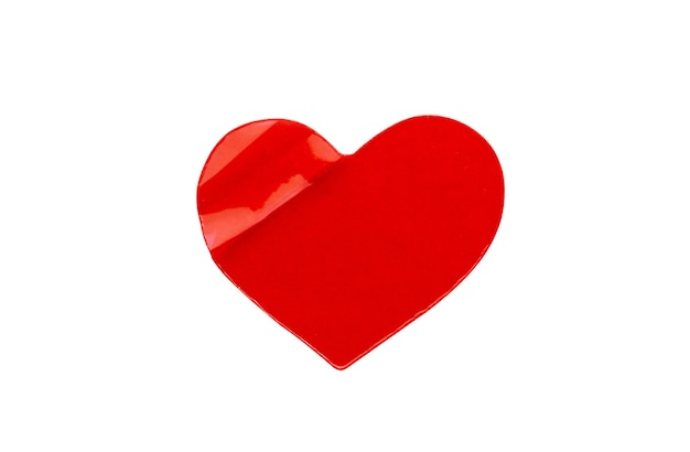 Red heart shape sticker isolated on white background