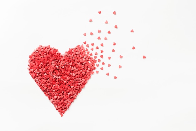 Red heart shape valentines concept on white background