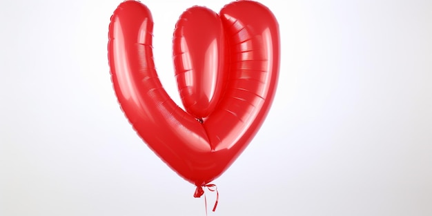 Red heart shaped balloon with the letter m on it