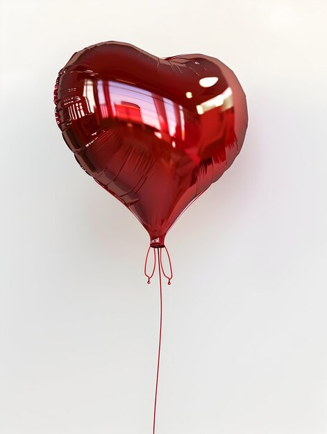 Photo a red heart shaped balloon with a red heart attached to it