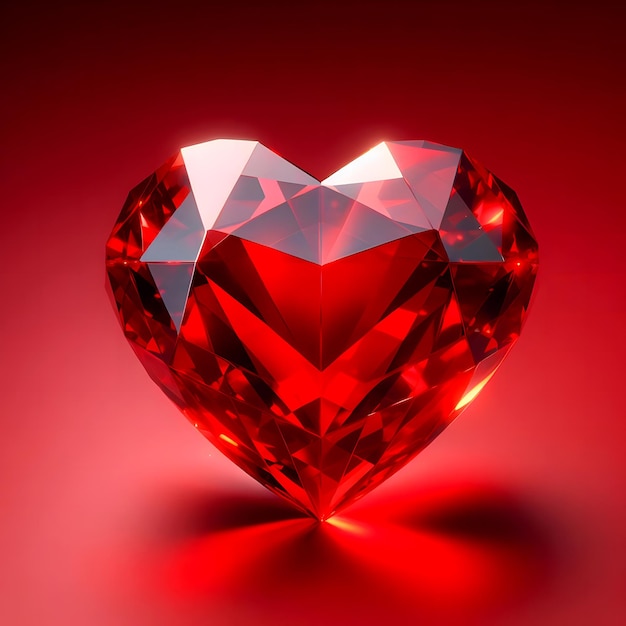 red heart shaped diamond on red background