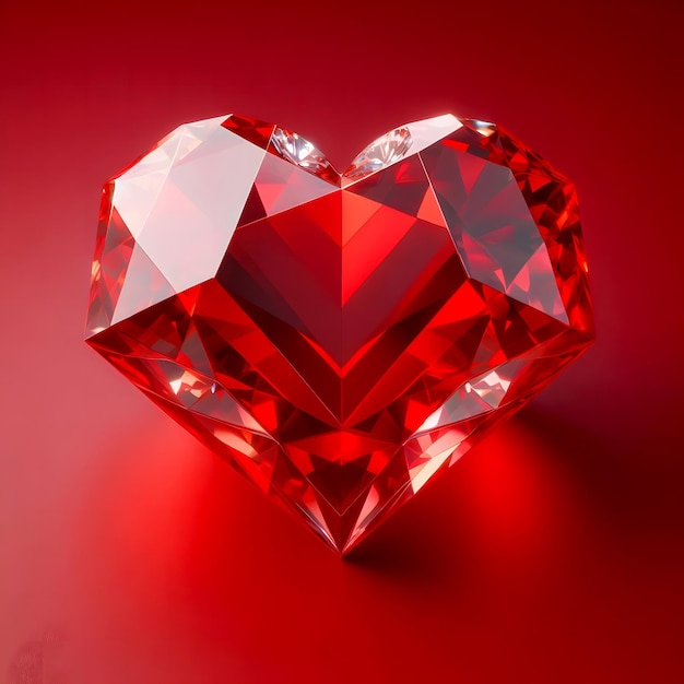 red heart shaped diamond on red background