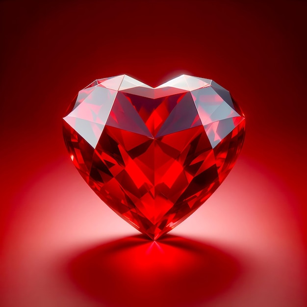 red heart shaped diamond on red background