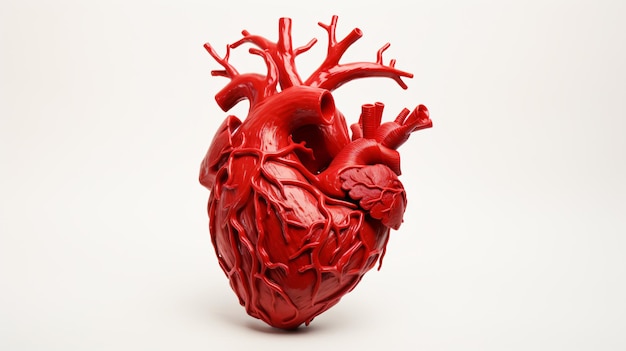 a red heart shaped human heart is shown on a white background