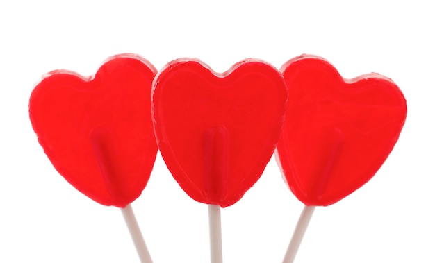 Red heart shaped lollipops to give for Valentine's Day or Mother's Day