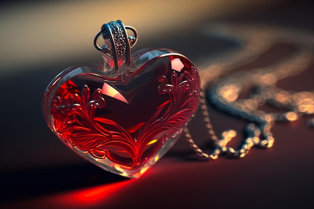 Red heart shaped necklace or love necklace The heart became the symbol present on special dates such