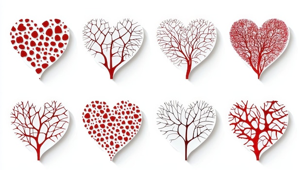 Photo red heart shaped tree branches illustration