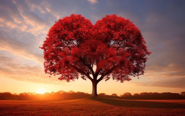 Red heart shaped tree