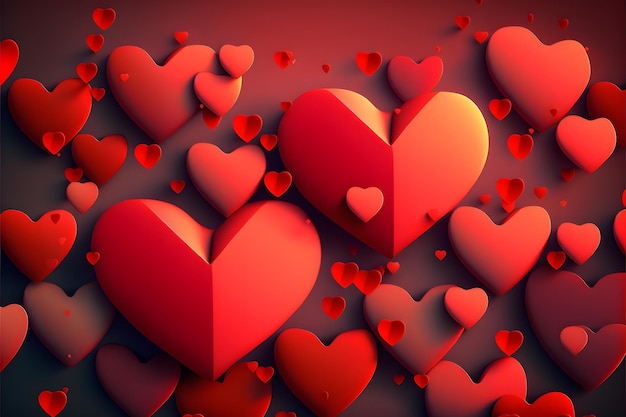 Red Heart shapes for valentines day background