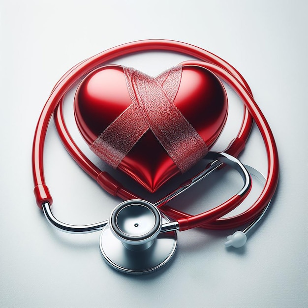 a red heart and a stethoscope World Health Day