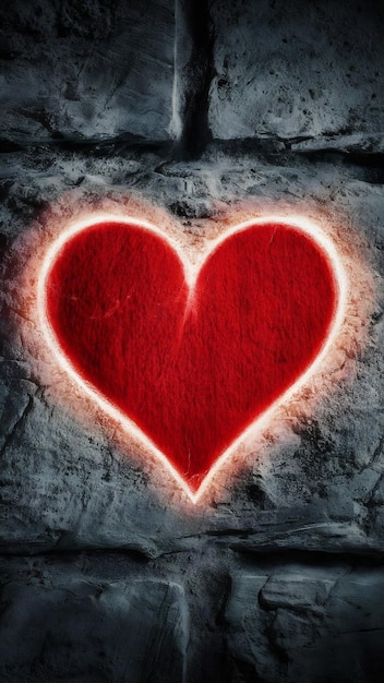 Red heart on the stone background