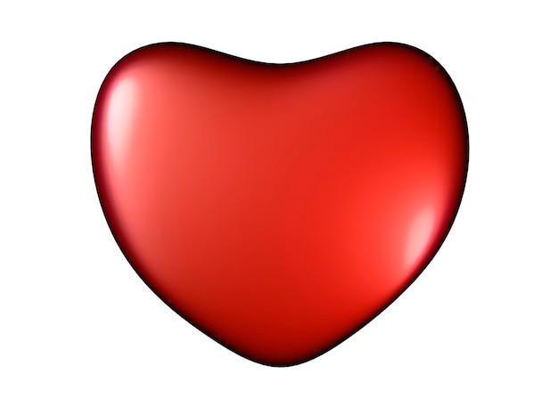 Red heart on Valentine's Day. Isolated on white background. 3D render.