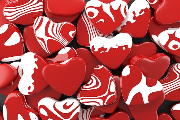 Red heart wallpaper design. 3D rendering.