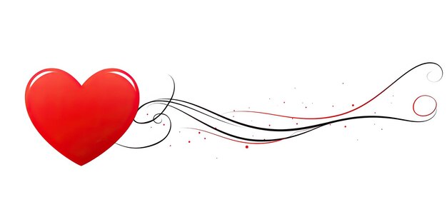 a red heart with a line on a white background in the style of playful doodles minimalist lines