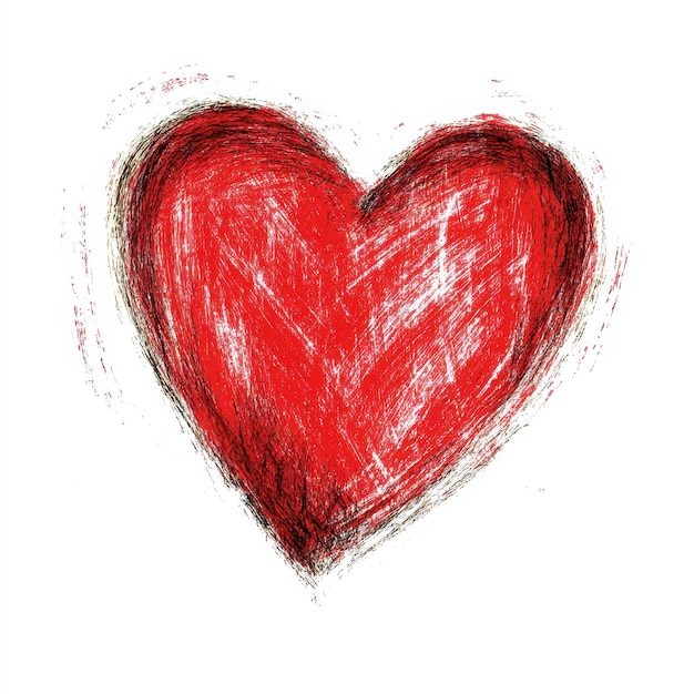 a red heart with a red heart drawn on it