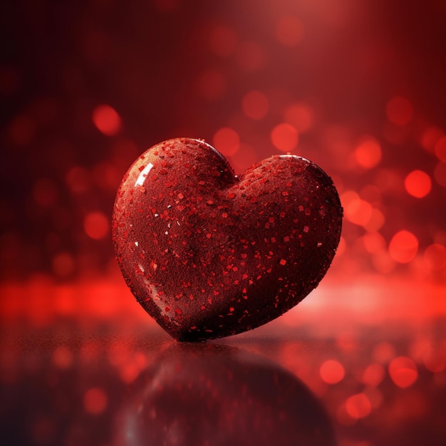 A red heart with red light background