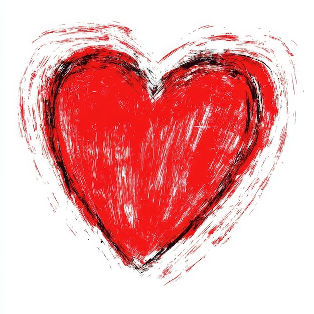 a red heart with a white background with a red heart drawn in red