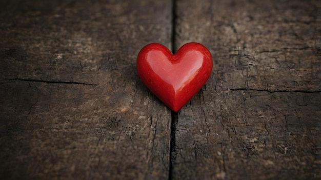 red heart on a wooden table