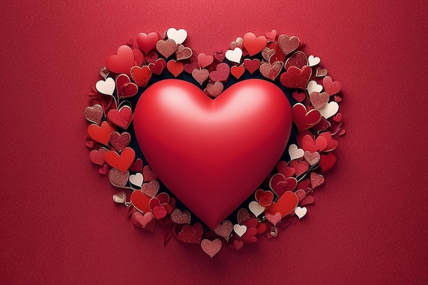 Red hearts on a colored background