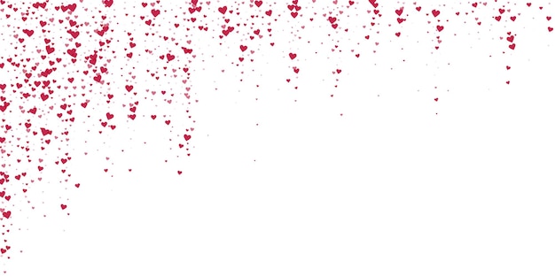 Red hearts scattered on white background